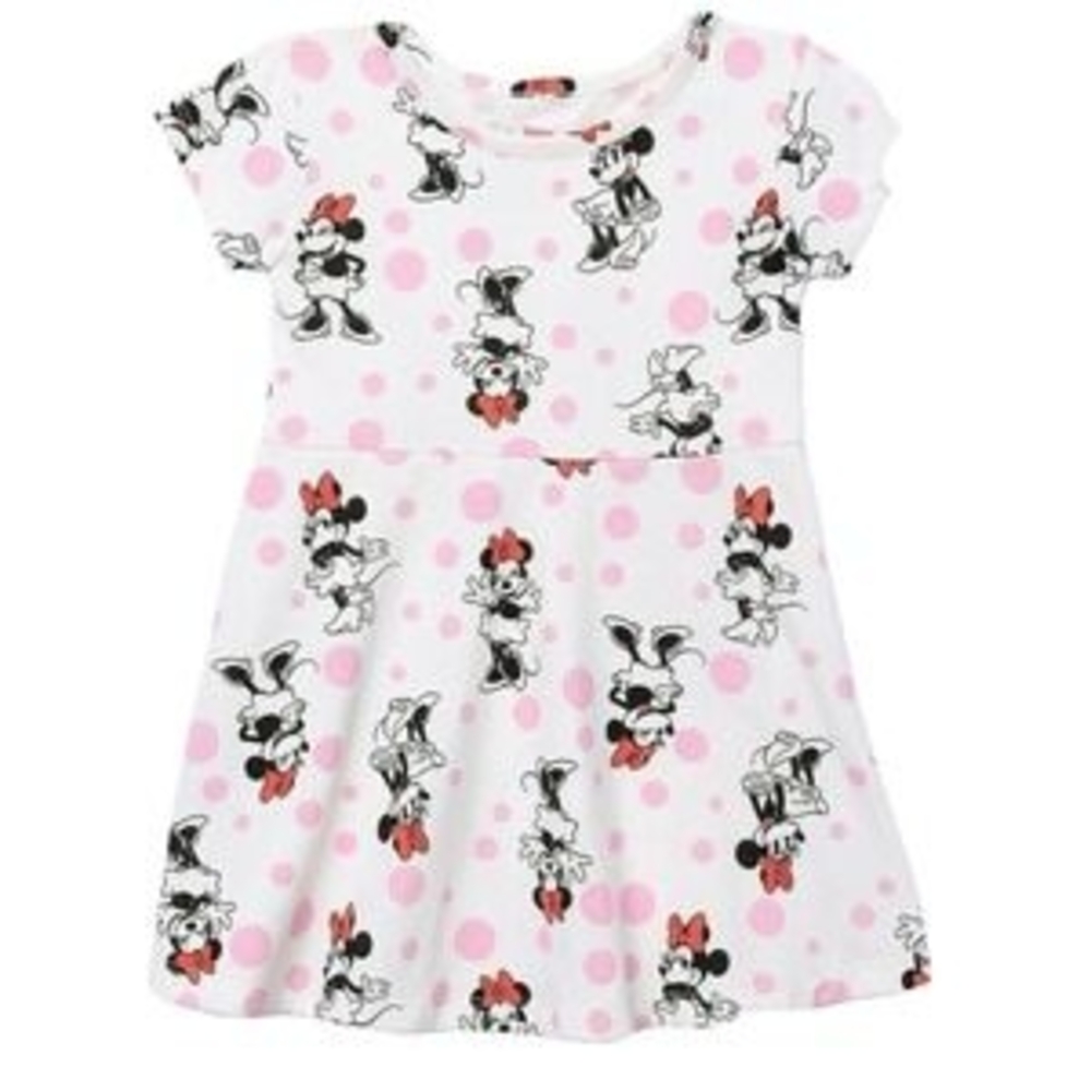 Disney Minnie Mouse White and Pink Kids Dress